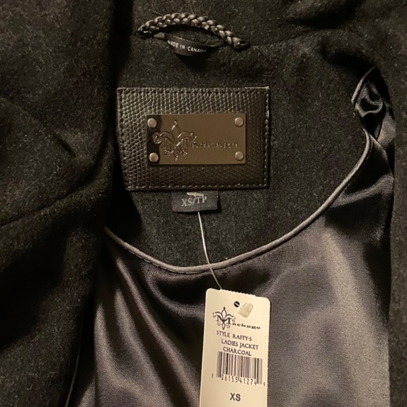 NWT MACKAGE XS Raffy Wool Cashmere Double Breasted Peacoat w/ Leather Details - Picture 9 of 15